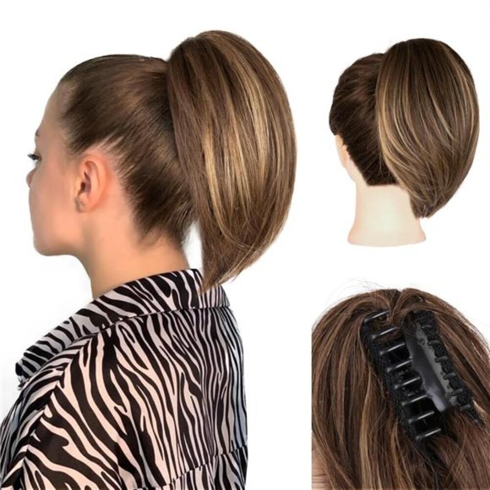 10 Inch Ponytail Extension - Straight Pony Tails Hair Extensions, Claw Clip